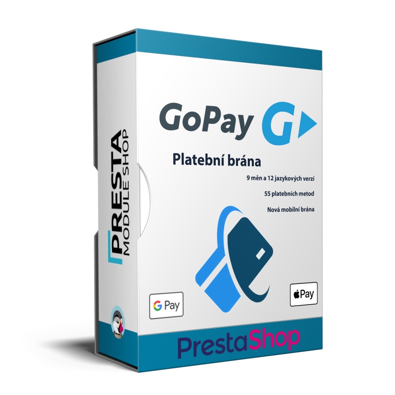 Prestashop modul - GoPay Platobná brána - online platby kartou, online bankové prevody, Google Pay, Apple Pay.