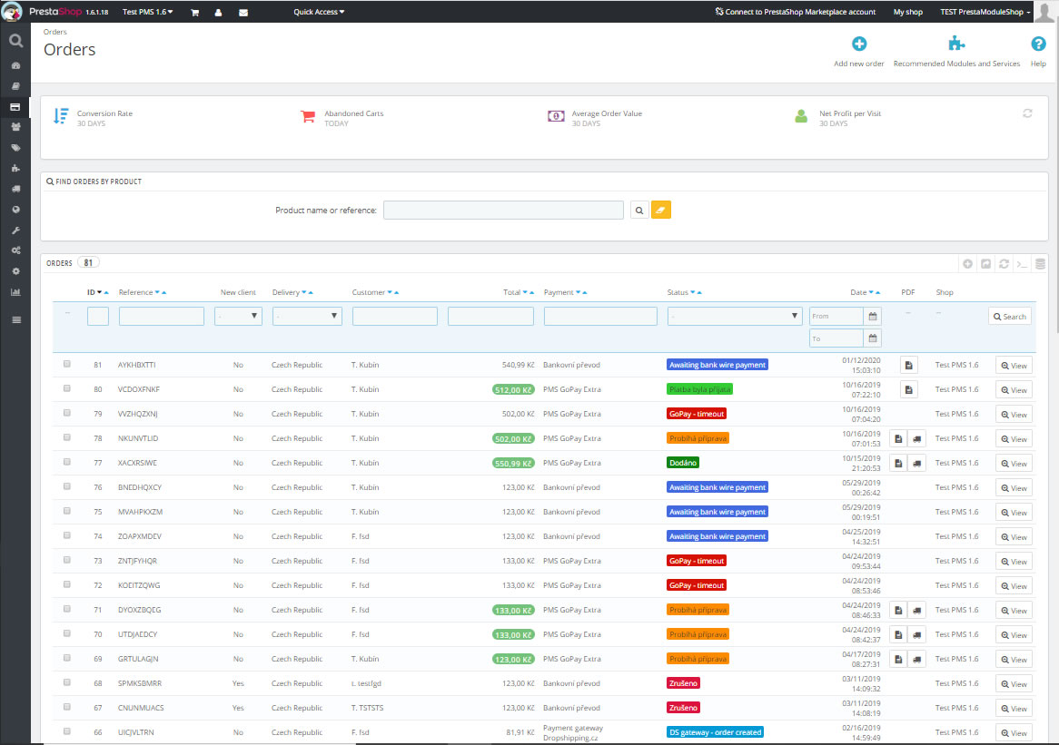 Find orders by product name or reference