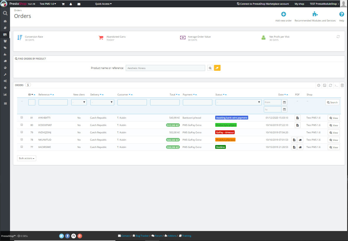 Find orders by product name or reference